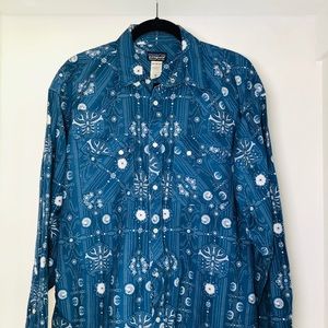 Patagonia Rhythm Blue Paisley Button Down Shirt